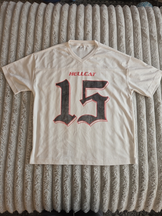 Hollister Other - Hollister Hellcat White Mesh Jersey with Black & Red Accents Mens Small
